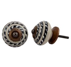 Black Striped Ceramic Knob